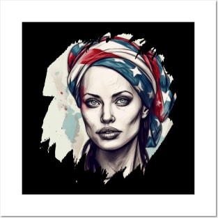 Portrait of Angelina Jolie, 4th of July Patriotic Posters and Art